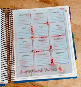 Important Dates 2 Sided Dashboard Insert for use with Erin Condren Life Planner- - Bild 1 von 3