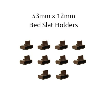 53mm x 12mm Depth Single Bed Slat Holders / Caps for Wooden Bed Frames- Brown