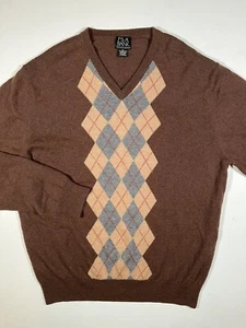 Jos. A. Bank Executive Collection Mens XL Lambs Wool Sweater Argyle Brown Gold - Picture 1 of 4