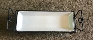 Pampered Chef simple additions 15” Serving Hospitality Tray & Wrought Iron Stand - Picture 1 of 8