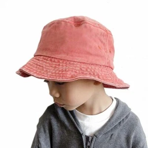 Kid's High Quality Cute Unisex Washed Denim Wide Brim Outdoor Cotton Bucket Hat - Picture 1 of 19