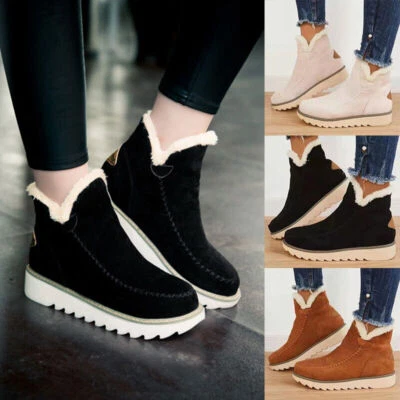 Botas de neve femininas de inverno forradas de pele quente antiderrapante tamanho tornozelo feminino - Imagem 1 de 4