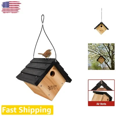 Casa Wren de cedro premium con herrajes de acero inoxidable para pájaros pequeños Foto 1 de 4