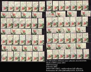 Lot 80 timbres oblitérés auto-adhésifs ALLEMANDS Mich n°2185A année 2013