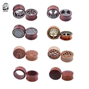 Fashion-Forward 1 Pairs of Organic Wood Ear Gauges - Stylish Ear Accessories - Picture 1 of 24
