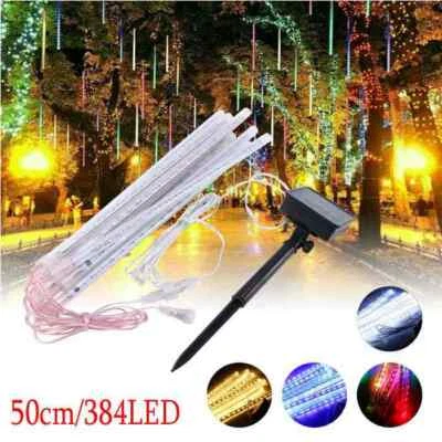 384 LEDs Solar Lluvia de Meteoros Lluvia Cadena de Luz Jardín Fiesta Exterior Impermeable Foto 1 de 4