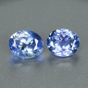 1.70 Ct [2 Pcs Pair] Sparkling Oval Cut 6.3 x 5.1 MM 100% Natural Tanzanite - Picture 1 of 5