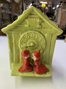 Vintage Gilner Pixie Elves Kissing Wall Pocket Planter Clock LOOK! - Picture 1 of 23