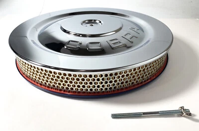 Conjunto de filtro de aire cromado HIPO 5 1/8" cuello con tapa estampada Shelby "Cobra" Foto 1 de 4