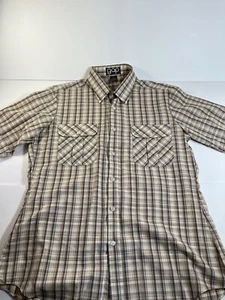 Vintage 80s Gap Mens LRG 42”c Short Sleeve Button Down Brown/Tan Pockets EUC! - Picture 1 of 7
