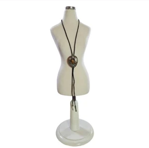 Tarnished Sterling Tigers Eye Bolo Tie 18" - Picture 1 of 3