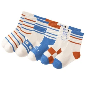 5 Pair Children Mid Calf Socks Breathable Cartoon Cute Pattern Comfortable - Picture 1 of 24