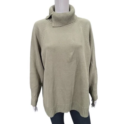 Isaac Mizrahi Live Womens Split Turtleneck Pullover Sweater X-Large Size Olive - Image 1 of 4