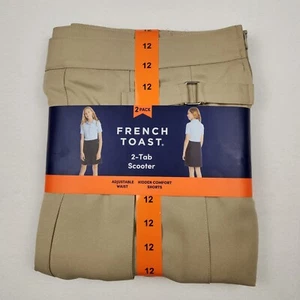 French Toast Girls School Uniform, 2-Tab Scooter, Khaki, Size 12, 2-Pack **NEW** - Picture 1 of 4
