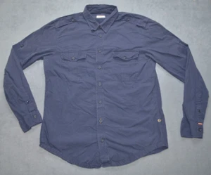 Hugo Boss Orange Shirt Mens XL Button Up Long Sleeve Roll Tab Navy Blue - Picture 1 of 12