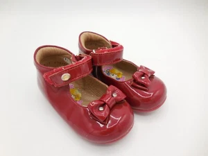 Calzado Coqueta Red Mary Jane Baby Shoes size 15 Red Bow Rhinestones - Picture 1 of 5