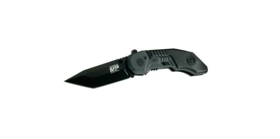 Military Police Magic Assisted Tanto Black Blade Knife Plain SWMP3B