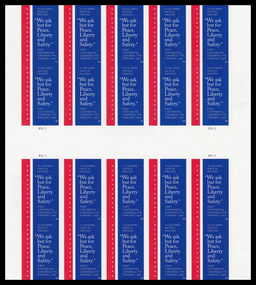 US 5939a First Continental Congress imperf NDC horz gutter block 20 MNH 2024 - Image 1 of 1