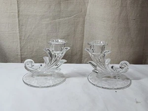 Vintage Elegant Fostoria Crystal Navarre Baroque Candlestick Holders - Picture 1 of 7