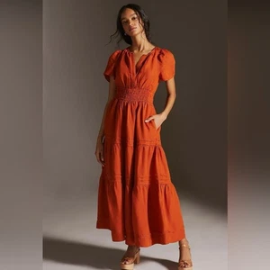 Maxi Vestido Anthropologie Somerset Mezcla Lino Talla Gama - Imagen 1 de 7