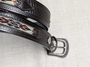 Vintage SOUTHWESTERN Buckle Gürtel 42 Indianer Indianer CONCHO Tooled Leder - Bild 1 von 11