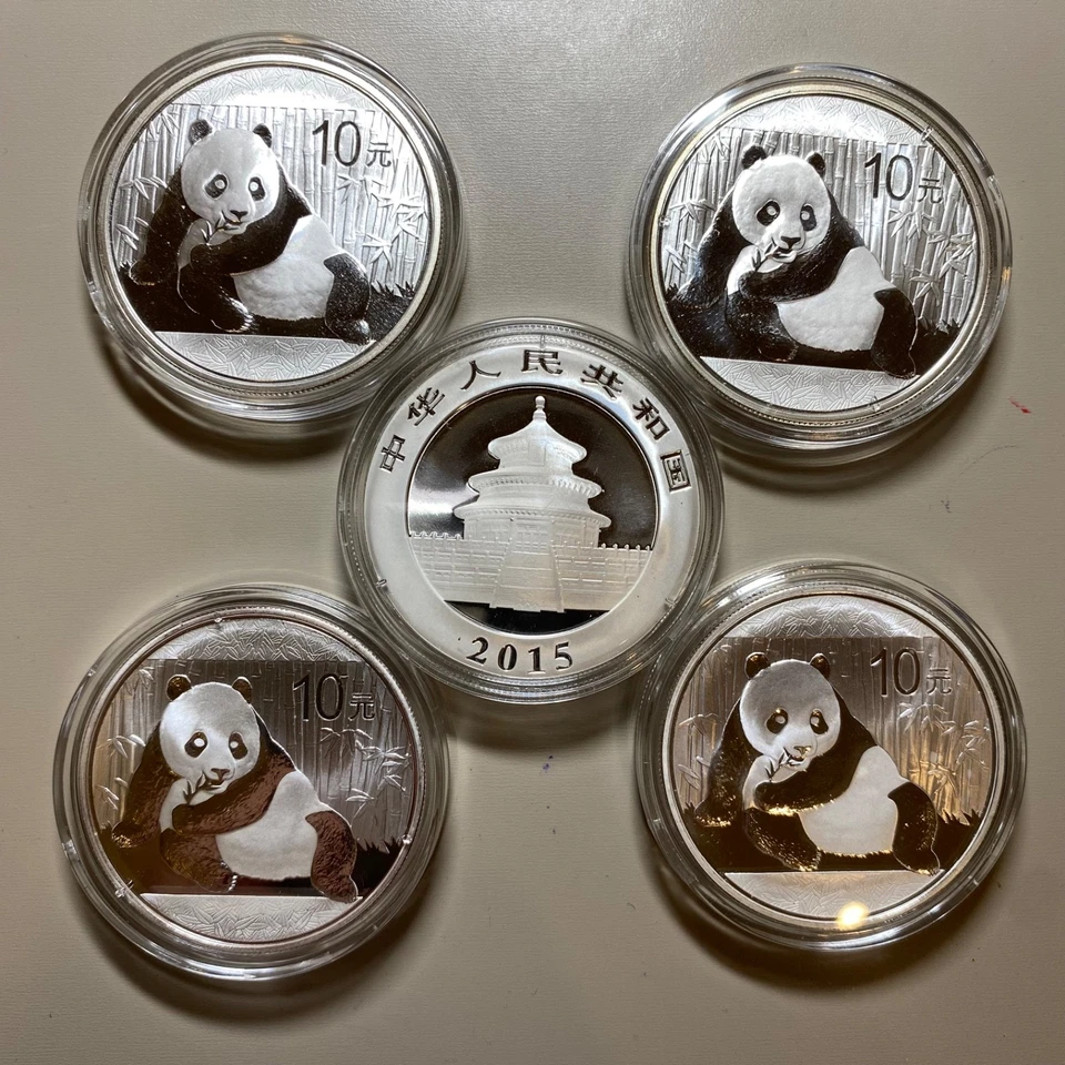 (5X) Moneda BU Panda de Plata China 2015 1 oz 0,999 Foto 1 de 1