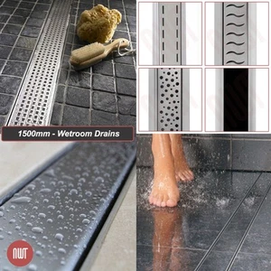 Stainless Steel Linear Shower Drains 1500mm(w) Wetroom Bathroom Channel Gullies - Picture 1 of 14