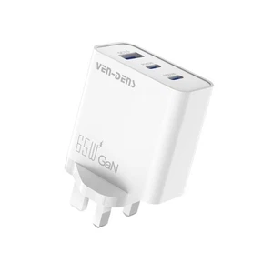65W USB-C Fast Charger UK Plug – 3-Port PD & QC Wall Adapter for MacBook iPhone - Picture 1 of 7