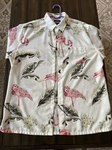 VGC Mens Croft & Barrow Button Down Short Sleeve Shirt Size L Easy Care Flamingo - Picture 1 of 3