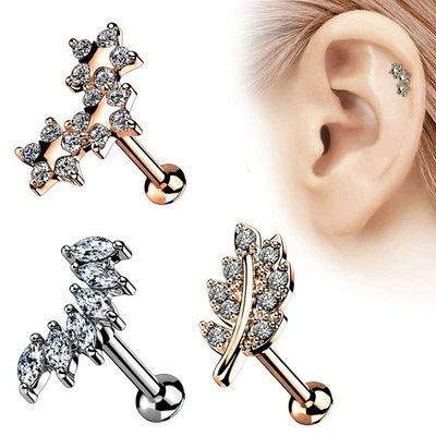 Helix Ohr Tragus Knorpel Labret Piercing Kristall Innengewinde flacher Stecker - Bild 1 von 3