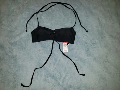 Top de natación Joe Boxer negro con corbata de encaje halter para mujer talla pequeña nuevo con etiquetas  Foto 1 de 4