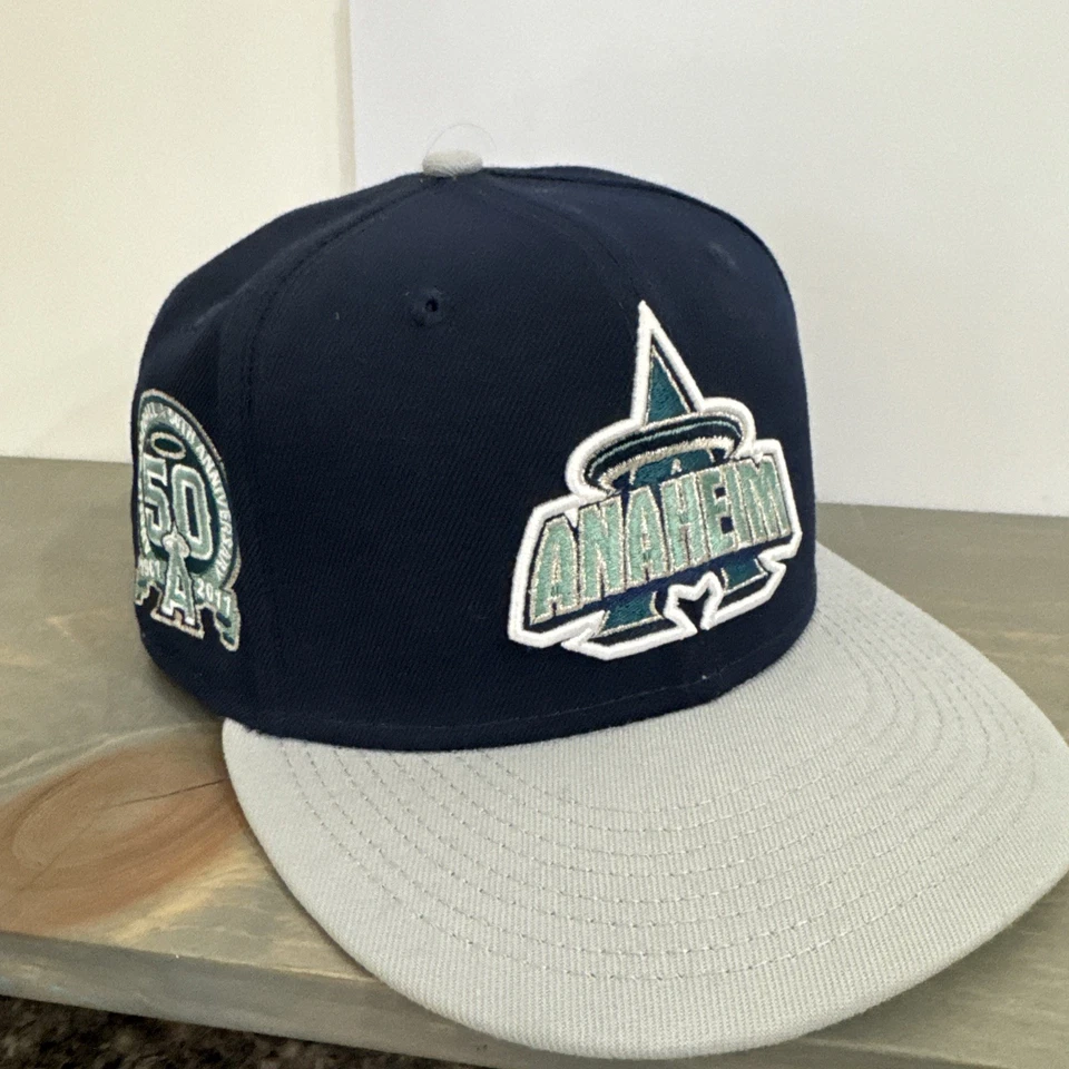 ANAHEIM ANGELS Ocean Storm 50th Patch NEW ERA 59FIFTY Fitted Hat Size 7 3/8 - Image 1 of 4