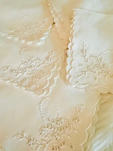 VTG Madeira Linen Napkin Set of 5 Whitework Embroidery Figural Eyelet Lace New - Picture 1 of 8