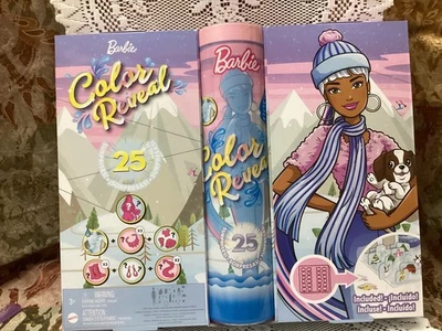 Barbie 2021 Color Revelar Calendario de Adviento 25 Sorpresas Color Revelar Muñeca Mascotas NUEVO Foto 1 de 4