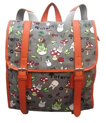 全新 My Neighbor TOTORO 灰色和橙色大号背包 动漫 60165 全尺寸礼物 — 第 1/4 张图片