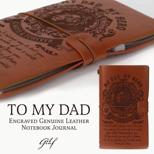 Cuaderno de cuero grabado del día del padre hecho para mi papá diario de cuero genuino - Imagen 1 de 12
