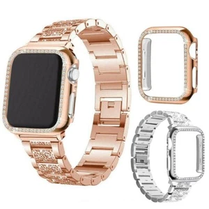 Bling iWatch Strap+Diamond Case For Apple Watch Series 9 8 7 6 5 4 3 42/44/45mm - Picture 1 of 13