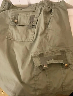 Haband Mens Sz 44 Travelers Cargo Shorts Green Shorts Pockets - Image 1 of 4
