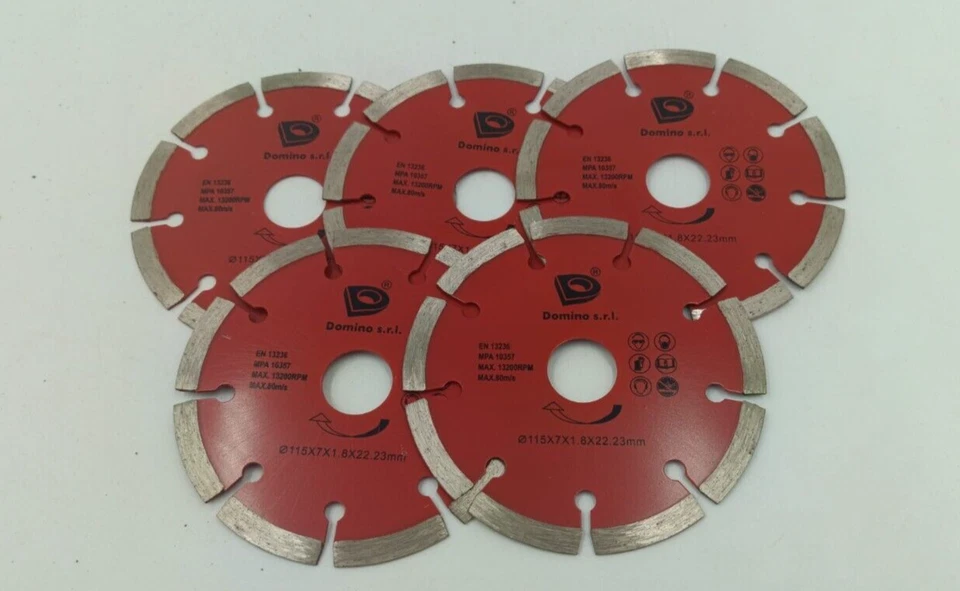 SET 5 DISCHI DIAMANTATI A CORONA SEGMENTATA DOMINO 115X22.23 2.0X5mm - Immagine 1 di 2