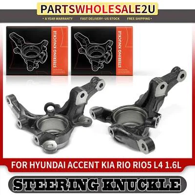 2x Front Side Spindle Steering Knuckle for Hyundai Accent Kia Rio Rio5 2006-2011 - Image 1 of 4