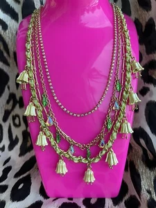 Betsey Johnson Lilienblume weiße Glocke grün Gingham austauschbare Halskette - Bild 1 von 9