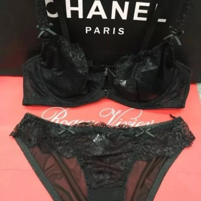 Women Bra and Panties Transparent Lace Lingerie Bras Set Black White Blue Purple - Image 1 of 4