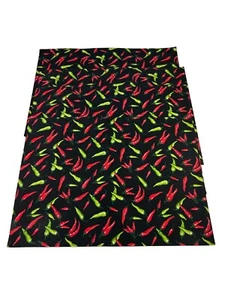 4er Set Tischsets Rot Grün Chilischoten Schwarz Hintergrund Unterseite 17,5"X13" - Bild 1 von 3