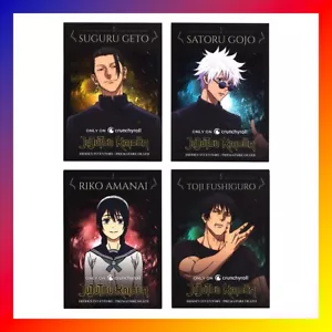 JUJUTSU KAISEN Juego de 4 TARJETAS PROMOCIONALES Anime Expo AX Riko GOJO Toji GETO Crunchyroll - Imagen 1 de 3