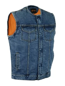 MEN'S MOTORCYCLE DENIM BLUE VEST w/ DUAL GUN POCKETS CLOSE-OUT SALE - MA27 - Picture 1 of 4