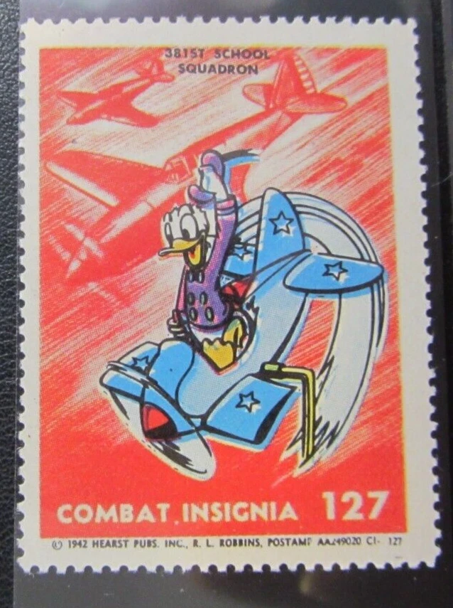FIGHTING SQUADRON 381st SQUADRON 1942 COMBAT INSIGNIA DONALD DUCK STAMP RARE - Image 1 of 2