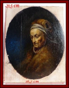 École Hollandaise XIXe Huile Sur Bois Portrait d'Une Femme Âgée Gérard Dou 17e  - Picture 1 of 1