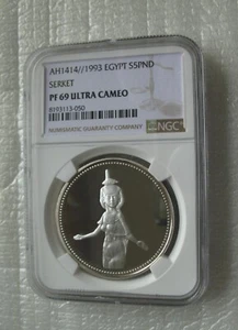 Egypt 5 Pounds 1993 Silver Proof Coin Guardian Goddess Serket NGC PF69 - Picture 1 of 4