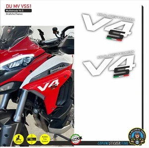 2 ADESIVI DUCATI MULTISTRADA V4S 2025 FIANCHETTI LATERALI BIANCO NERO DU MV VSS1 - Picture 1 of 1