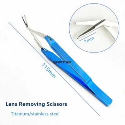 Tijeras para quitar lentes Tijeras para ojos Titanio Oftálmico Tijeras microquirúrgicas Foto 1 de 4